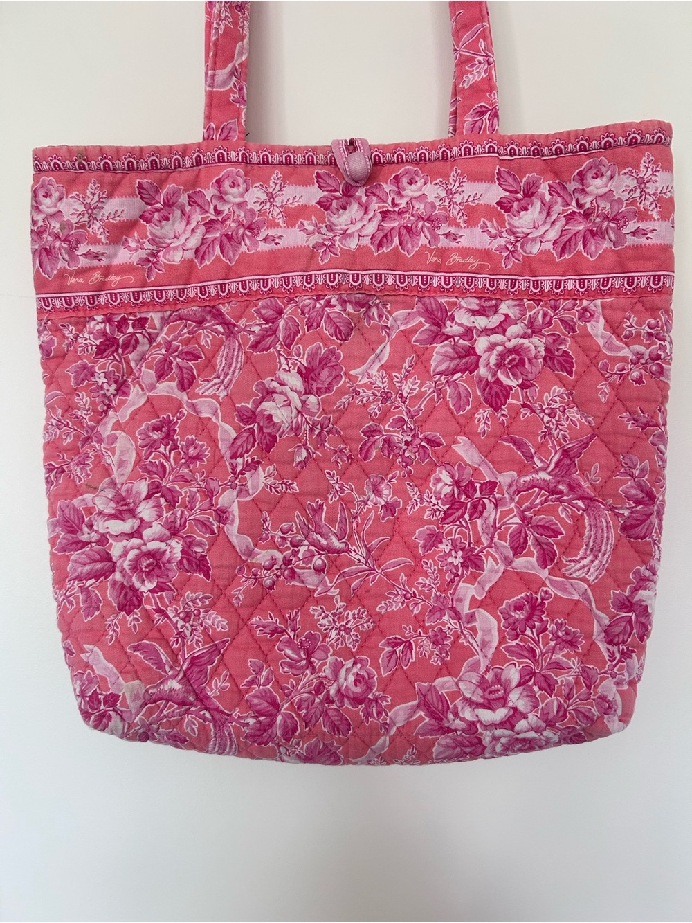 Vera Bradley retired pink "Hope Toile" quilted shoulder tote bag - Picture 3 of 13